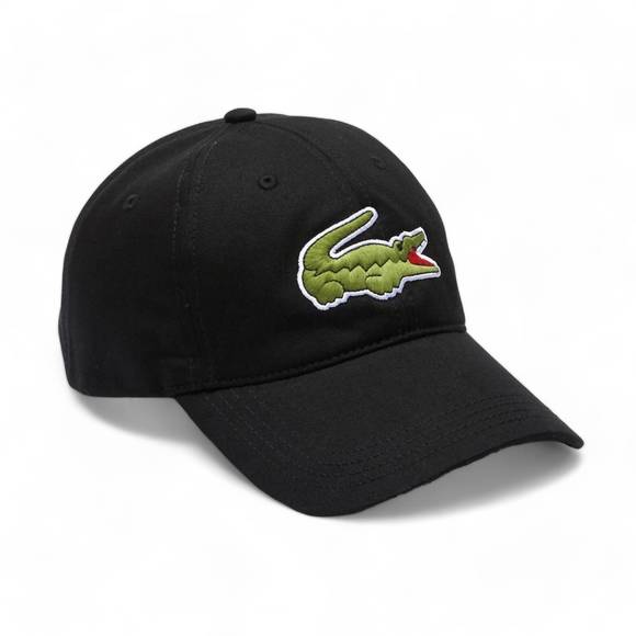 NEW LACOSTE men's oversized-croc cap in black - Picture 1 of 3